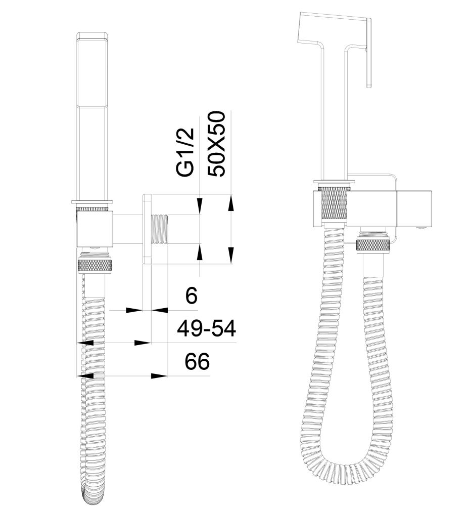 Гигиенический душ с запорным вентилем WONZON & WOGHAND, Брашированное золото (WW-88809904-BG)