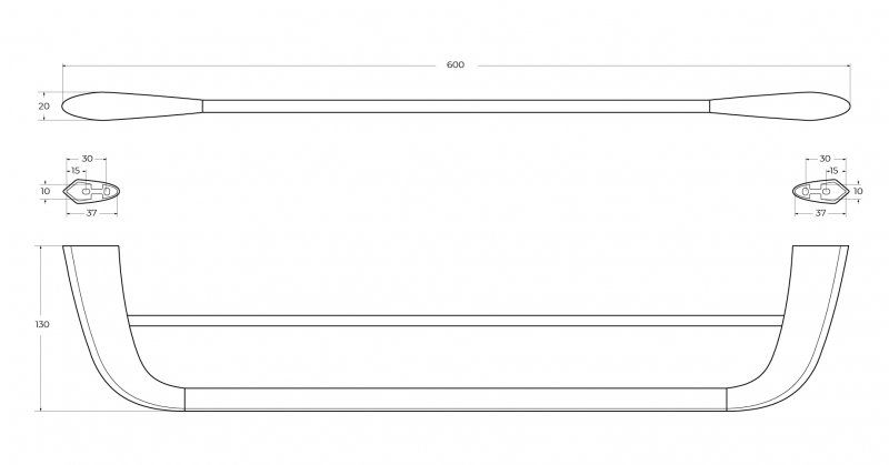LINER-THD-60-GM Полотенцедержатель двойной 60 см, исполнение оружейная сталь, артикул LINER-THD-60-GM