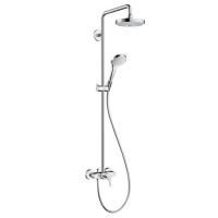 HG Croma Select S Душевая система Showerpipe: верх.душ 180 2jet, ручн.душ, шланг, смеситель для душа, цвет: белый/хром HG Croma Select S Душевая система Showerpipe: верх.душ 180 2jet, ручн.душ, шланг, смеситель для душа, цвет: белый/хром