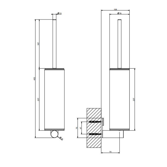GESSI 316 Ершик настенный, цвет белая колба/Black XL GESSI 316 Ершик настенный, цвет белая колба/Black XL