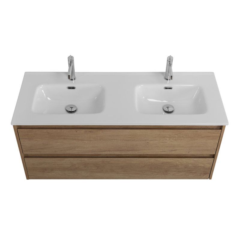 KRAFT База под раковину подвесная с двумя выкатными ящиками для раковины с двумя чашами, Rovere Galifax Bianco, 1200x460x500, KRAFT-1200-2C-SO-2-RGB, артикул KRAFT-1200-2C-SO-2-RGB