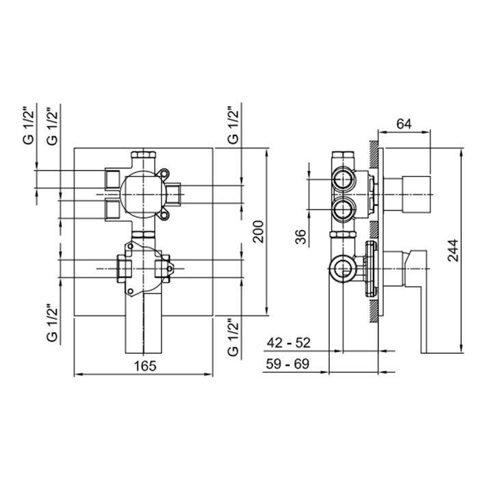 Fantini Внутренняя часть смесителя для душа, переключатель на 3 источника, с Eco System, 1/2"