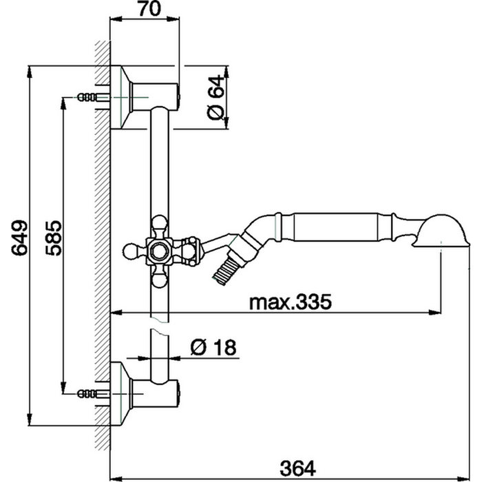CISAL Arcana Toscana Душевой гарнитур:ручная лейка,шланг 150 см,штанга 60 см, цвет бронза