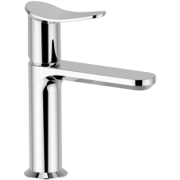 HUBER Harlock Смеситель однорычажный для раковины на 1 отверстие без донного клапана, цвет хром/черный матовый