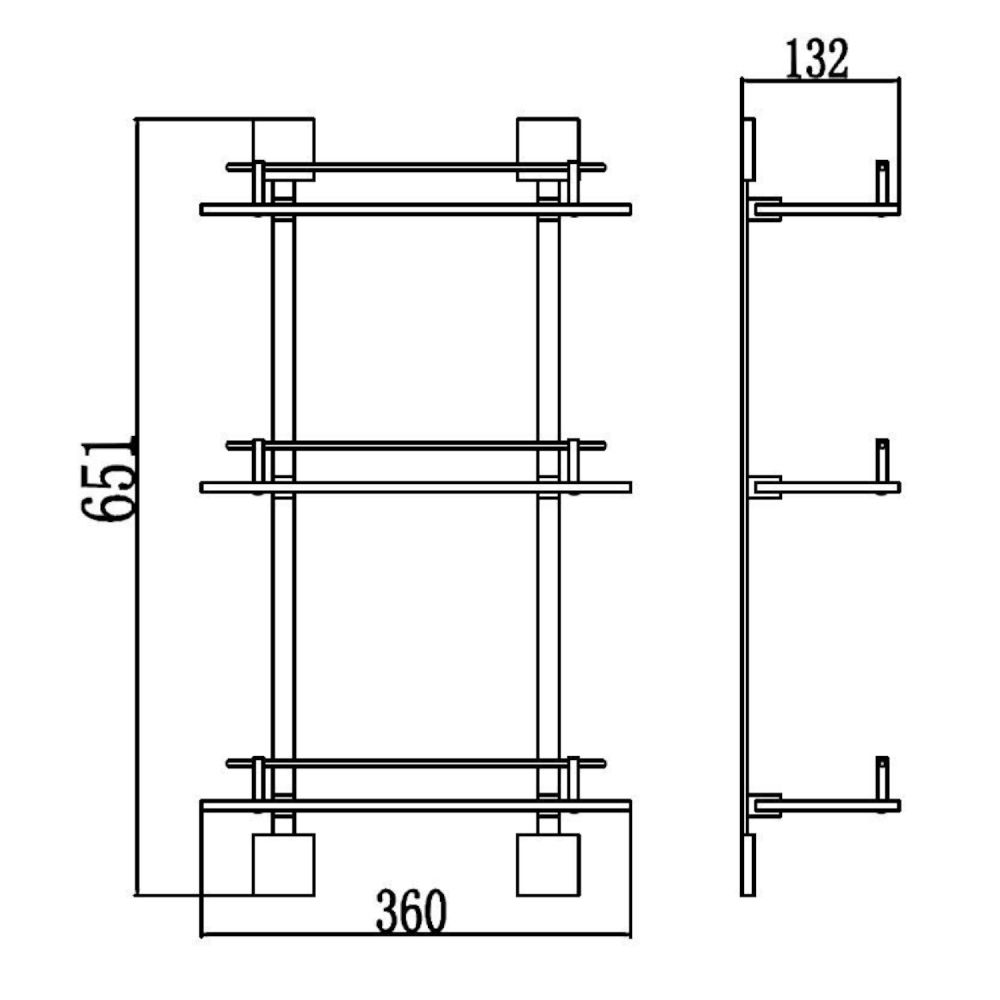 Полка стеклянная Savol S-06522A-3, хром