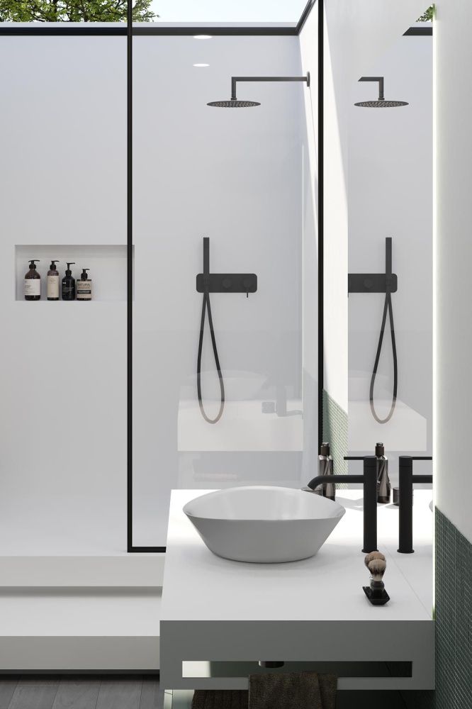 AQG Urban, душевой комплект ER230 на 2-3 потребителя, с настенным кронштейном, цвет черный матовый, артикул 19URBER23005