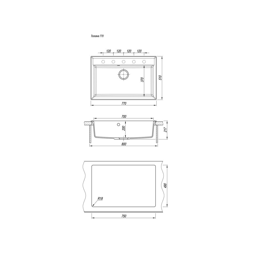 Кухонная мойка Florentina ТОСКАНА 17.050.E0770.102, черный, артикул 17.050.E0770.102