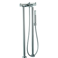 HUBER Kiruna Смеситель термостатический напольный для ванны с ручной лейкой на держателе и шлангом 150 см, цвет хром