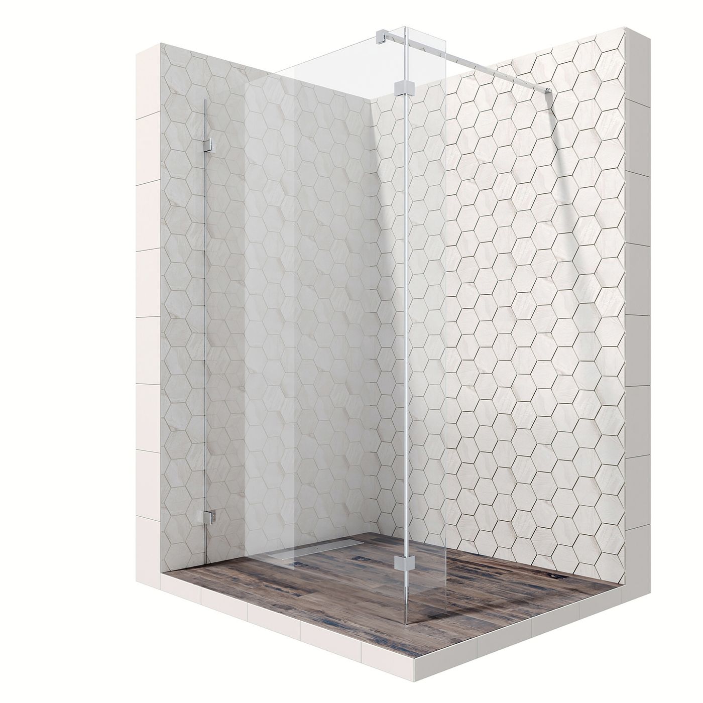 Душевая перегородка Ambassador Walk-in 15031106-ST12, свободный вход, линейный трап,100х25