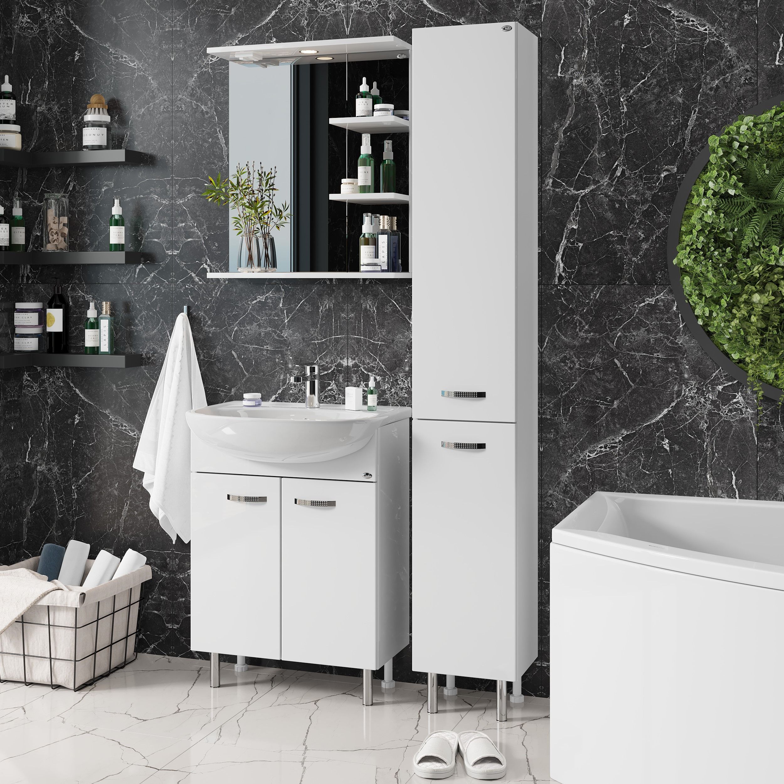 Тумба Onika Коралл 60 напольная, белая (ум. Уют 60)