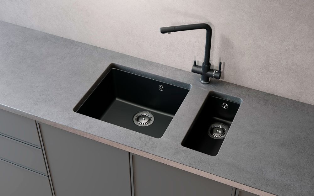 Кухонная мойка Ulgran Quartz Under 450-07, уголь, артикул Under 450-07