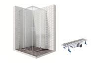 Душевой уголок Ambassador Kingston 14011102-ST2, квадратный, линейный трап, 90х90