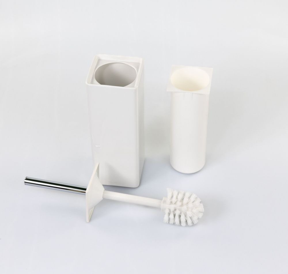 Stil Haus Living, напольный керамический ёрш, цвет хром - белый матовый - белая керамика