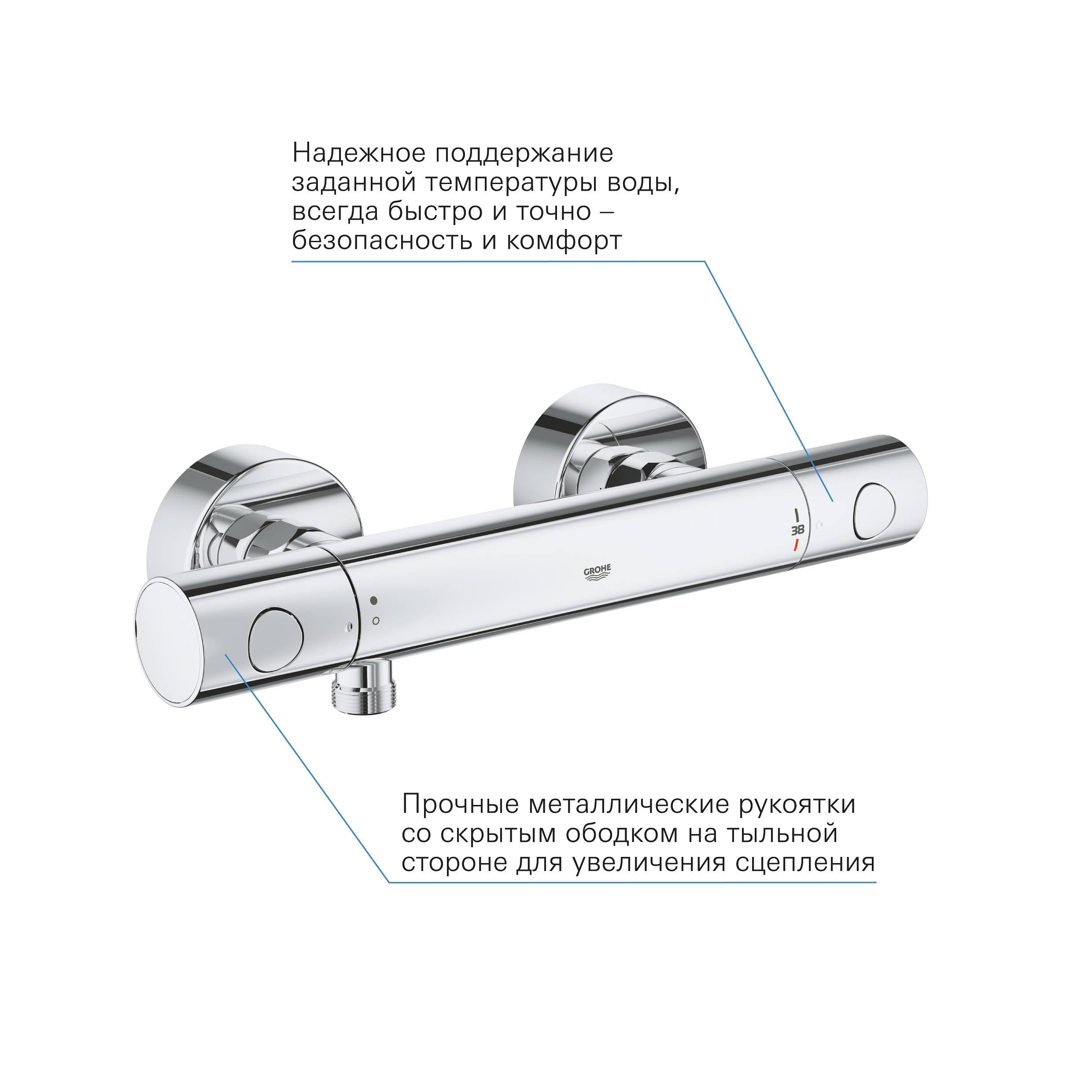 Термостат для душа внешнего монтажа GROHE Precision Get, хром (34773000) Термостат для душа внешнего монтажа GROHE Precision Get, хром (34773000)