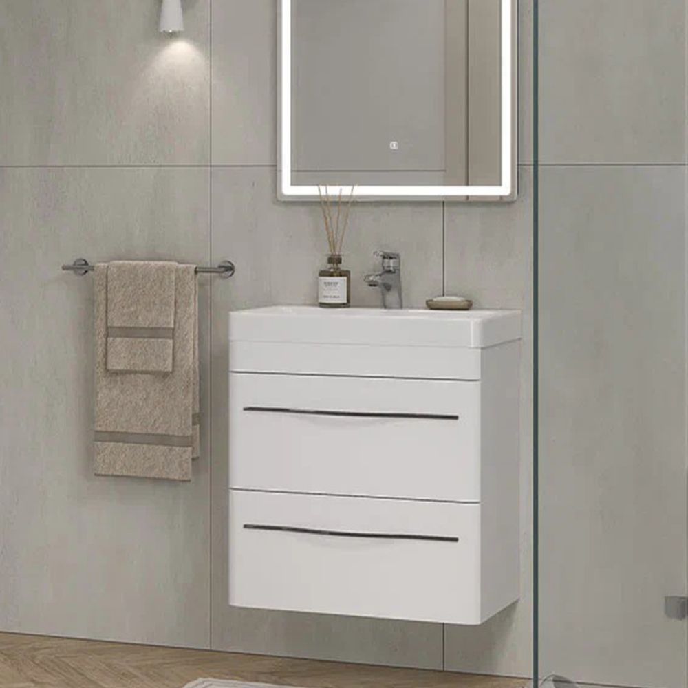 Тумба под раковину подвесная Velvex Jill tp.JIL.9595.60.2Y белый матовый, 60 см, артикул tp.JIL.9595.60.2Y белый матовый