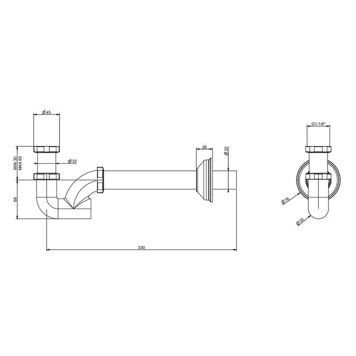 Gessi  Сифон на 1 1/4", цвет: Finox Brushed Nickel Gessi  Сифон на 1 1/4", цвет: Finox Brushed Nickel