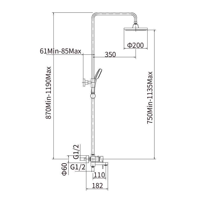 Душевая система FASHUN A2482-7, черный