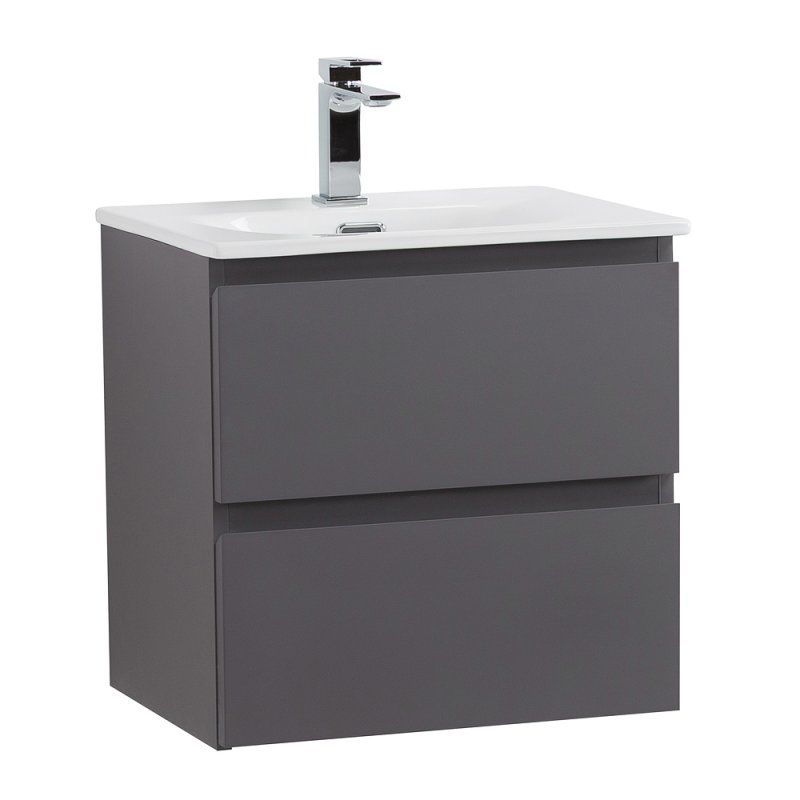 KRAFT 39 База под раковину подвесная с фрезерованными ручками по всей длине фасада с 2 выкатн. ящ.,Голубой Мат.,500x395x500,KRAFT 39-500/390-2C-SO-AO, артикул KRAFT 39-500/390-2C-SO-AO