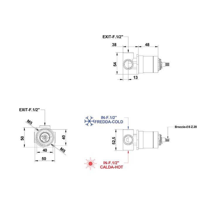 BONGIO Внутренняя часть прогрессивного смесителя для душа