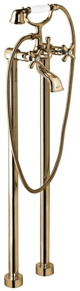 Emmevi Deco Classic, двухвентильный напольный смеситель для ванны (излив 12 см), с набором для душа, цвет бронза