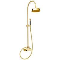 CISAL Cherie Душевой комплект: смеситель, стойка с верхним душем, лейка+шланг, цвет золото/черный