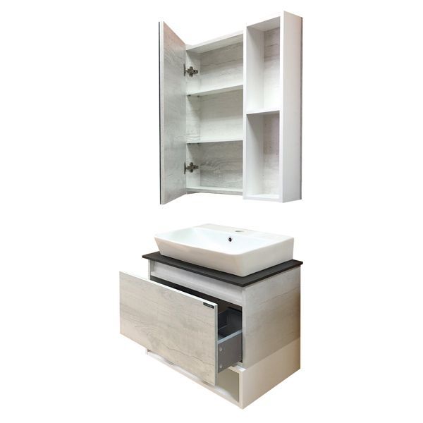 Зеркальный шкаф Comforty Прага 60 4147599 Дуб белый, артикул 4147599