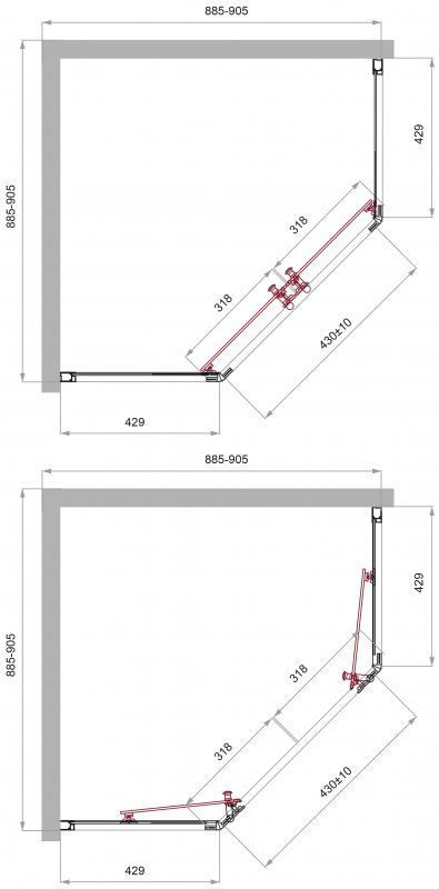 Душевой уголок BelBagno UNO-195-P-2-90-C-Cr