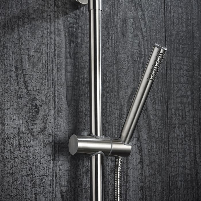 Newform X-STEEL 316 Душевая стойка с термо смес., верхний душ 250 мм, ручной душ, шланг 150 см, цвет: INOX