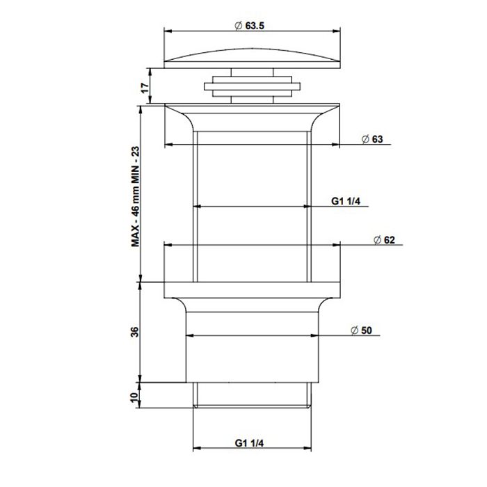 Bongio Complements Донный клапан clic-clac  1.1/4, цвет Nichel Spazzolato
