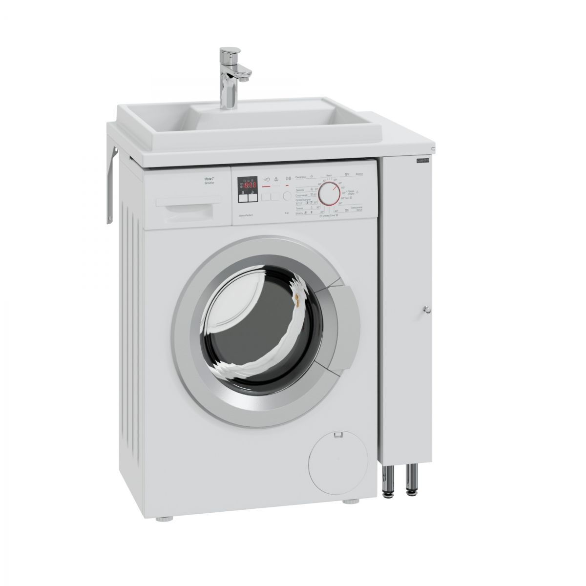 Тумба под раковину над стиральной машиной напольная "Луна 13" 1 дверь, (ум. Юпитер 750*500 литой мрамор)