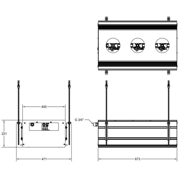 GESSI BINARIO Профиль линейный 670 мм., для 3 модулей, установка Easy-Fix, цвет Black XL