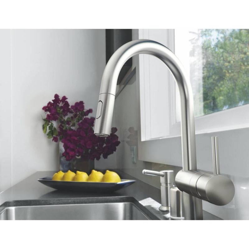 Смеситель для кухни GROHE Minta с выдвижным изливом, суперсталь (32321DC2) Смеситель для кухни GROHE Minta с выдвижным изливом, суперсталь (32321DC2)