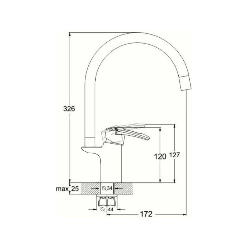 Смеситель для кухни с гибким изливом D-Lin D157315-4, хром/красный