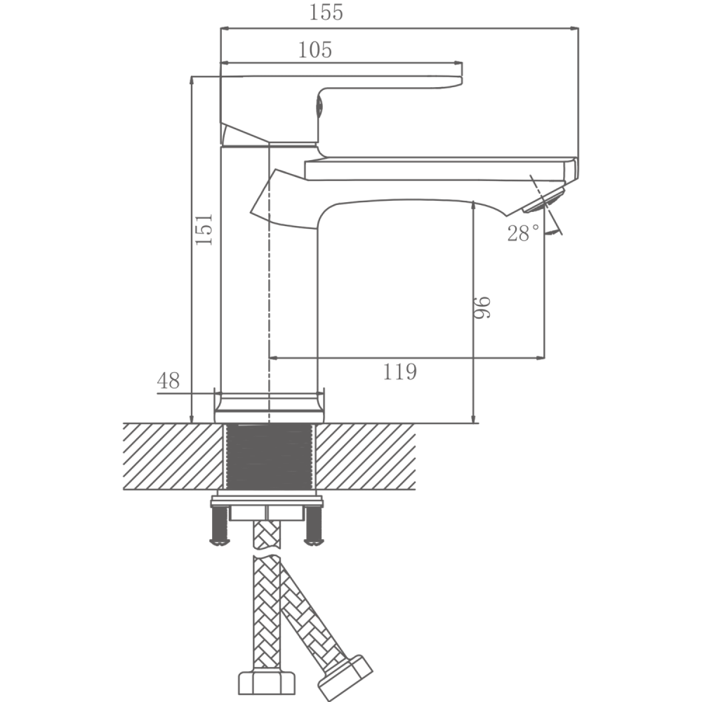 Смеситель для раковины HAIBA цвет: оружейная сталь (HB10719-3), артикул HB10719-3