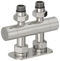 Вентиль, Сунержа, EU50, 2 х НР G 1/2" / 2 х НГ G 3/4", прямой, скрытый, материал-нержавеющая сталь, цвет-сталь без покрытия