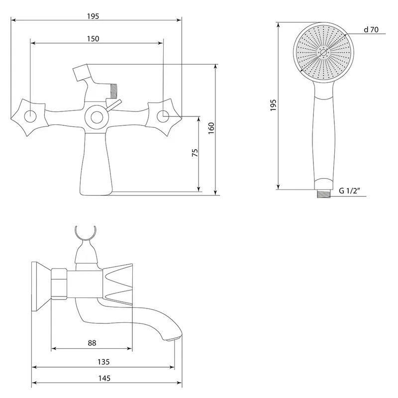Смеситель для ванны Славен СЛ-ДВ-Е30, хром