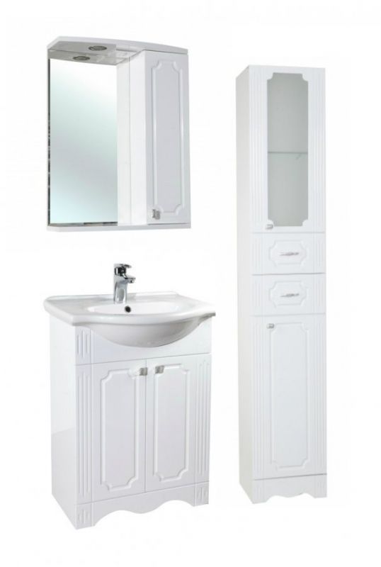 Зеркало со шкафом Bellezza Кантри 55 с подсветкой R Белое