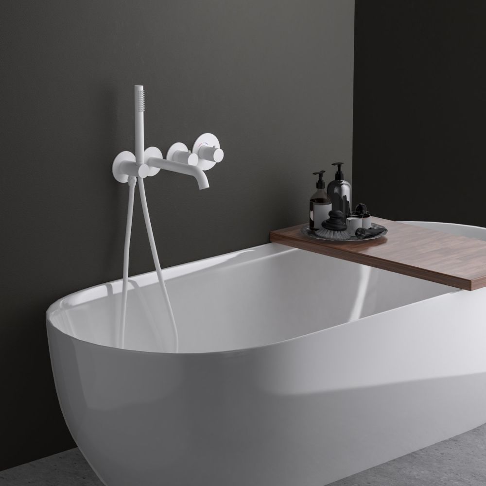 Смеситель встроенный для ванны с душем с термостатом Timo Saona белый матовый (2324/16YSM), артикул 2324/16YSM