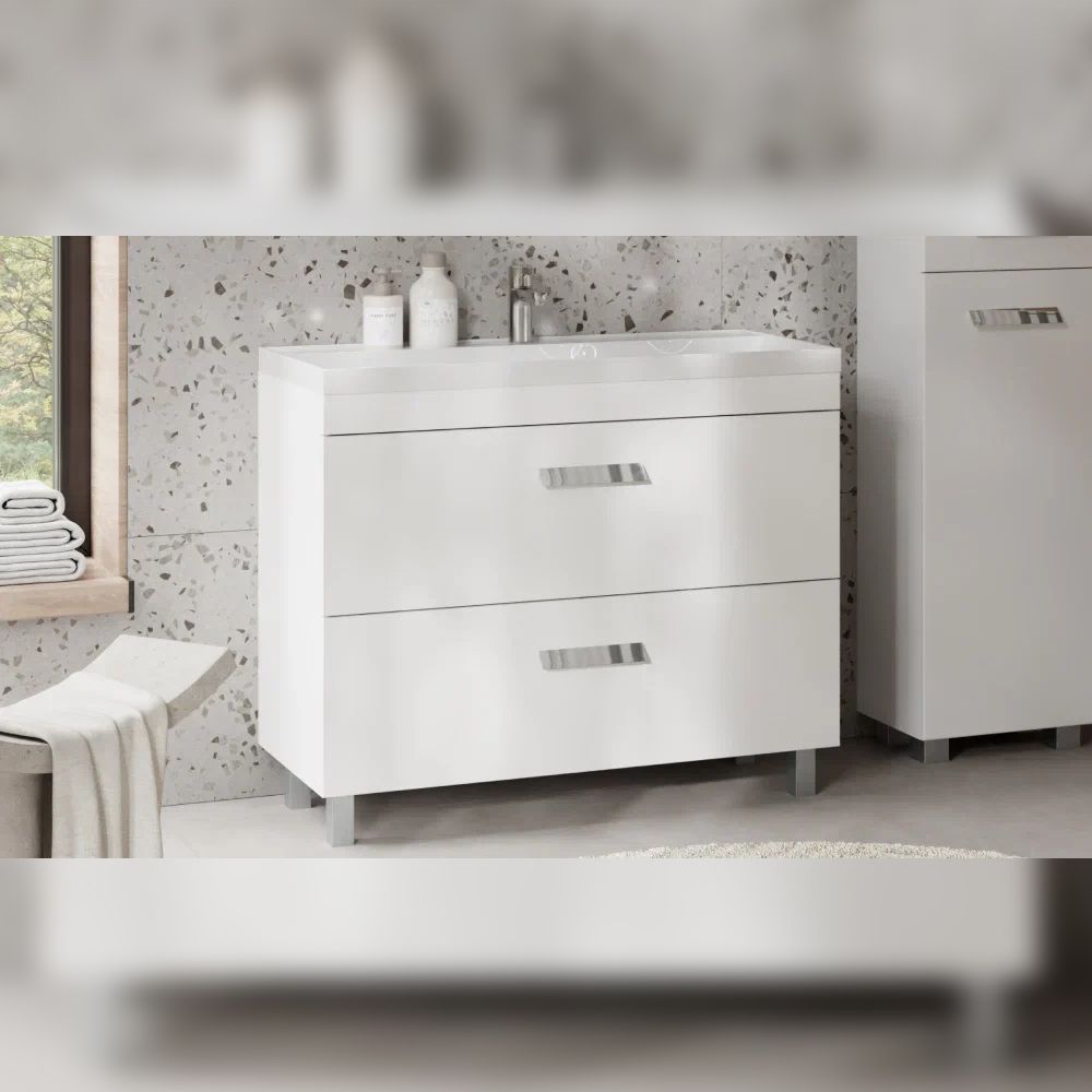 Тумба под раковину напольная Velvex Orlando tn.ORL.CLA.100.2Y белый матовый, 100 см, артикул tn.ORL.CLA.100.2Y белый матовый