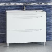 Тумба под раковину Санта Сатурн 100 см, 700272, 2 ящика, напольная, белый (ум. Classic 100 литой мрамор)