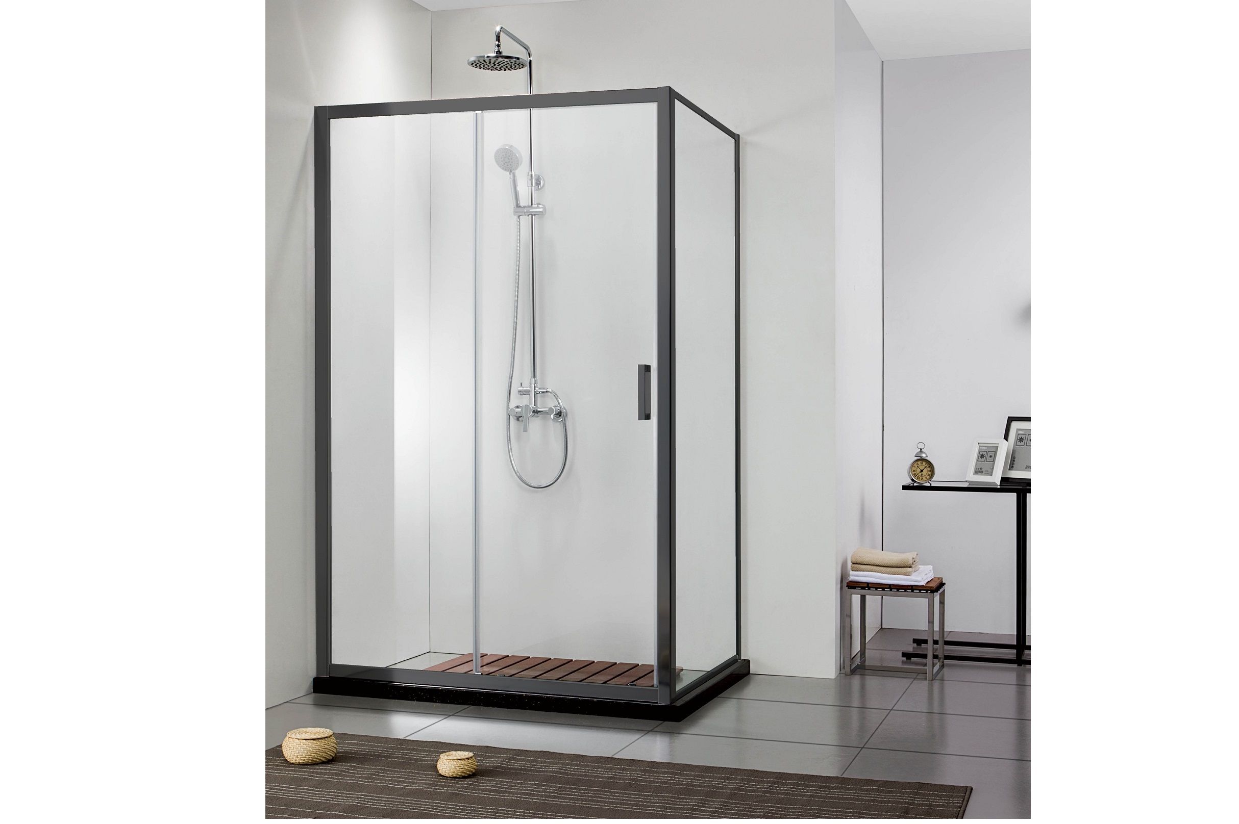 AQ ARI RA 10020BL Душевая дверь двухэлементная, раздвижная1000x2000 профиль черный, стекло прозрачное AQ ARI RA 10020BL Душевая дверь двухэлементная, раздвижная1000x2000 профиль черный, стекло прозрачное