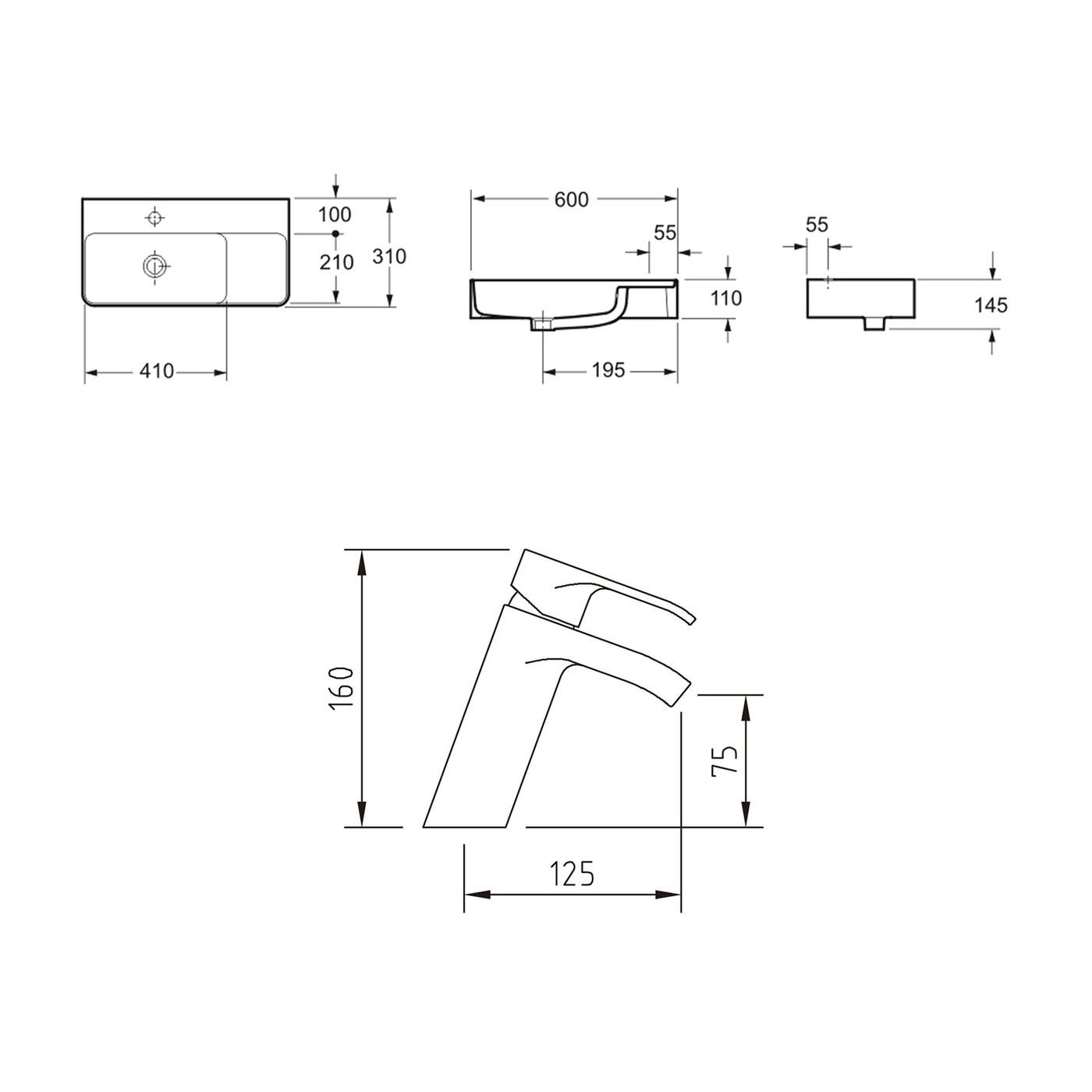 Комплект 2 в 1 Lavinia Boho Bathroom Sink 21510313, накладная фарфоровая раковина 60 см, смеситель