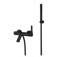 Bongio O'Clock Green Смеситель для ванны настенный, однорычажный, с ручным душем, настенным держателем и шлангом, цвет черный матовый