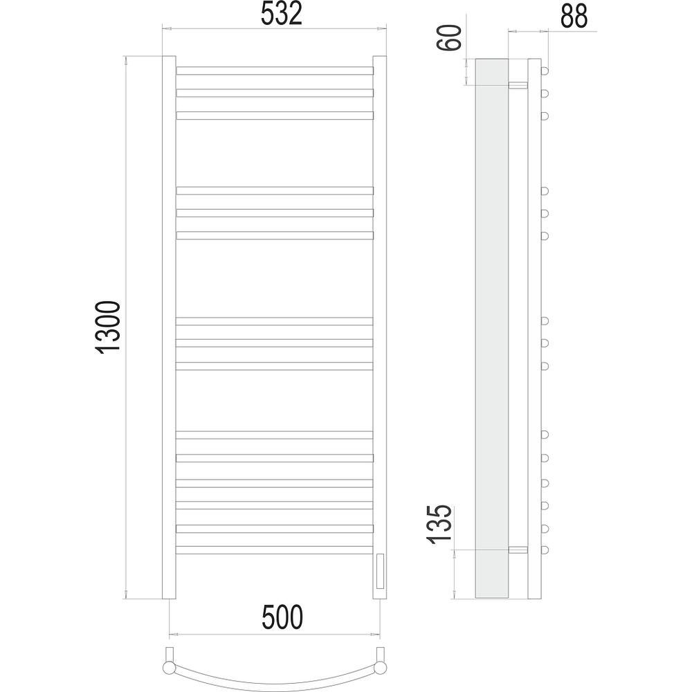 Полотенцесушитель электрический Terminus Классик П15 50х130, артикул 4670078527349