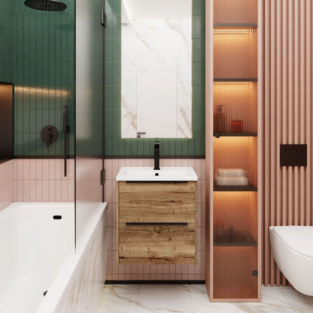 Тумба под раковину подвесная La Fenice Tesoro FNC-01-TES-DGT-60-2, табак, артикул FNC-01-TES-DGT-60-2