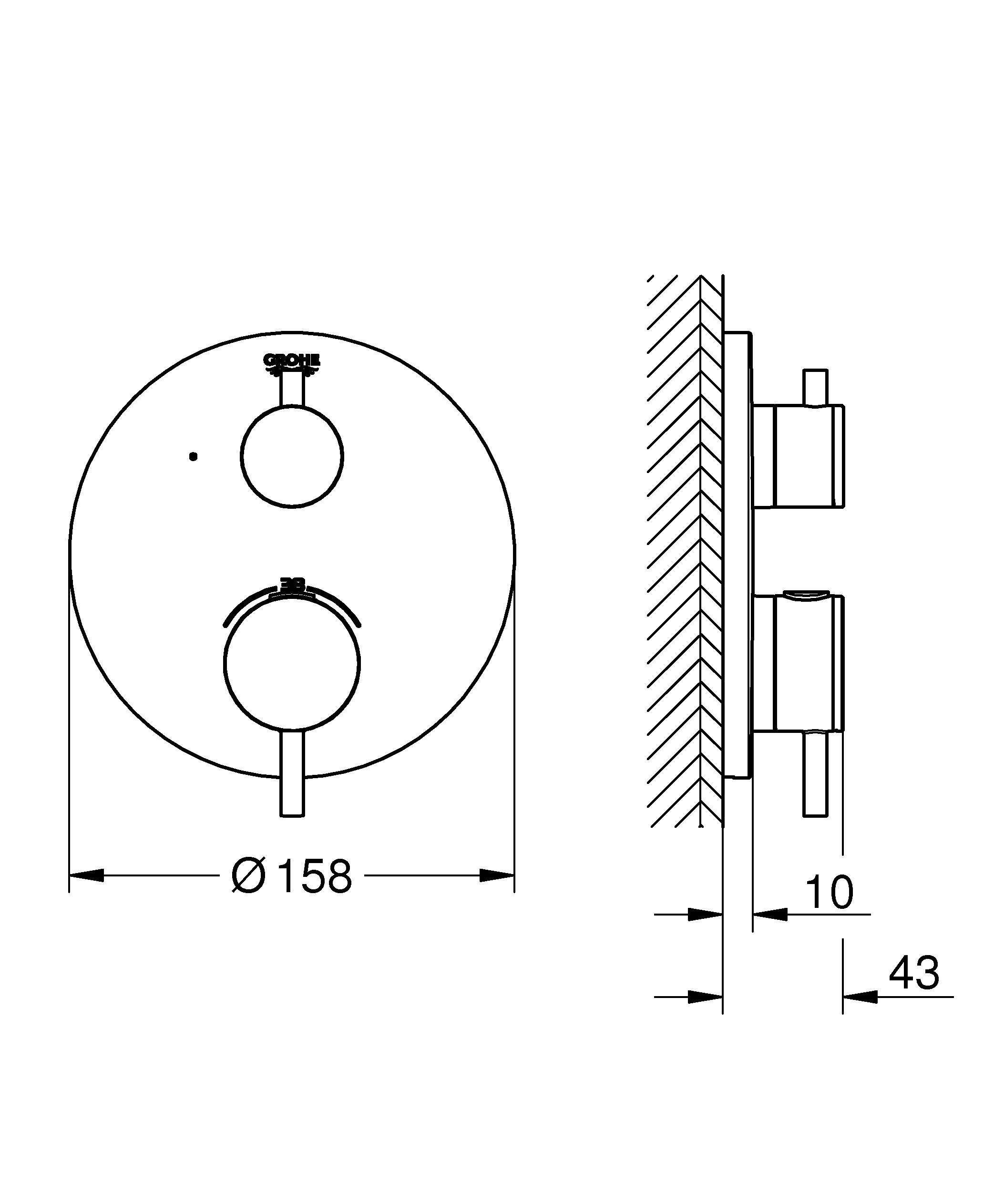 Внешняя часть термостатического смесителя для душа GROHE Atrio, хром (24134003)