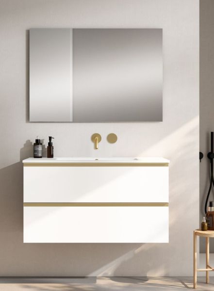 Visobath Granada, тумба 100 см, 2 ящика c золотыми ручками, цвет белый матовый лак (B-Ada)