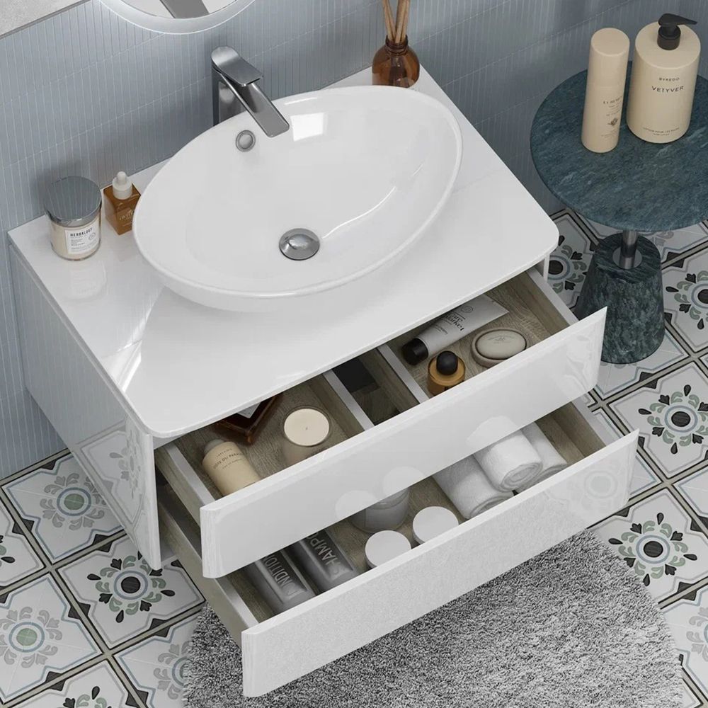 Тумба под раковину подвесная Velvex Luna tp.LUN.80.2Y, 80 см, артикул tp.LUN.80.2Y