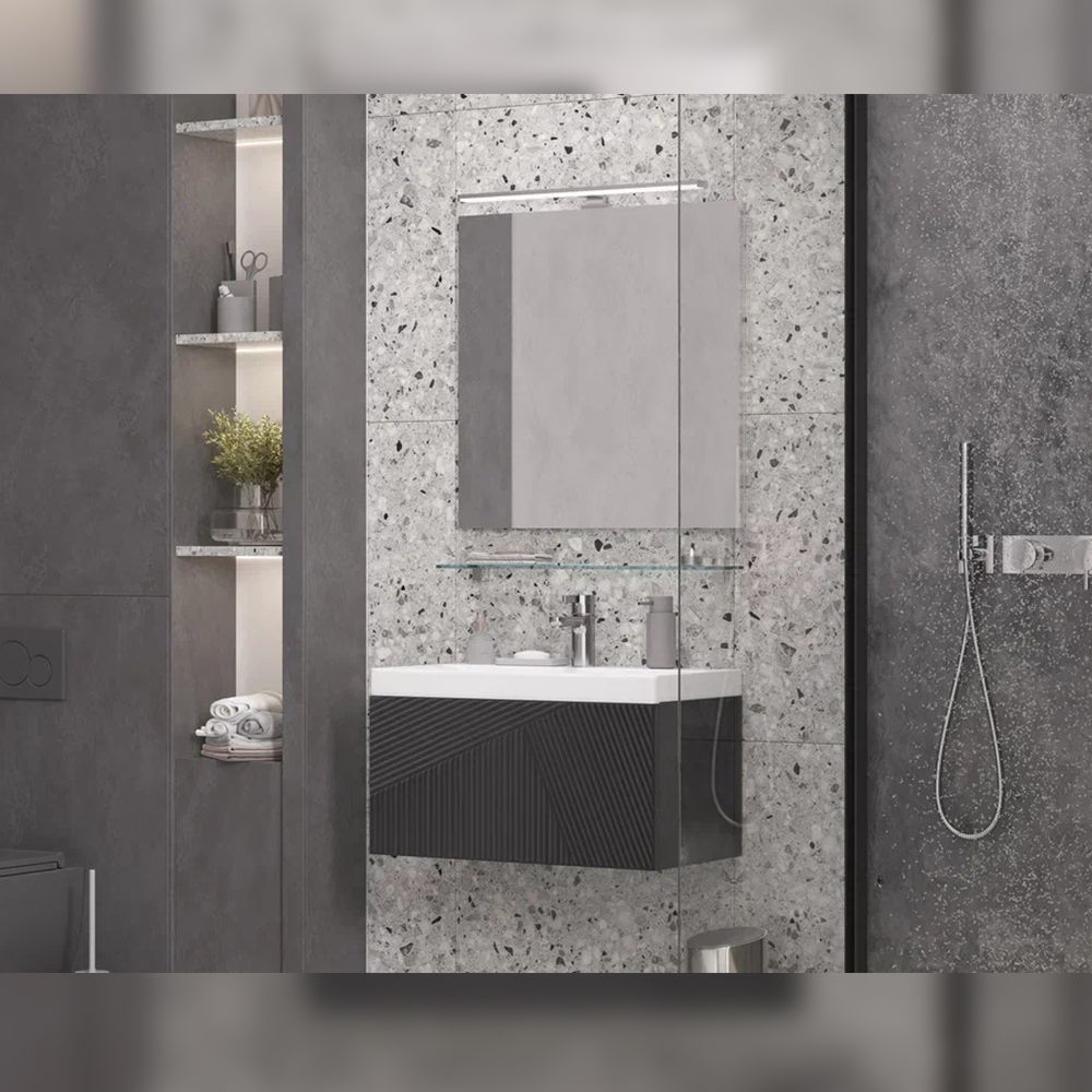 Тумба под раковину подвесная Velvex Edge tp.EDG.9696.70.1Y графит, 70 см, артикул tp.EDG.9696.70.1Y графит