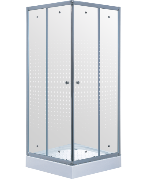 Душевой уголок Timo 80x80 TL-8002R профиль Хром стекло прозрачное с рисунком